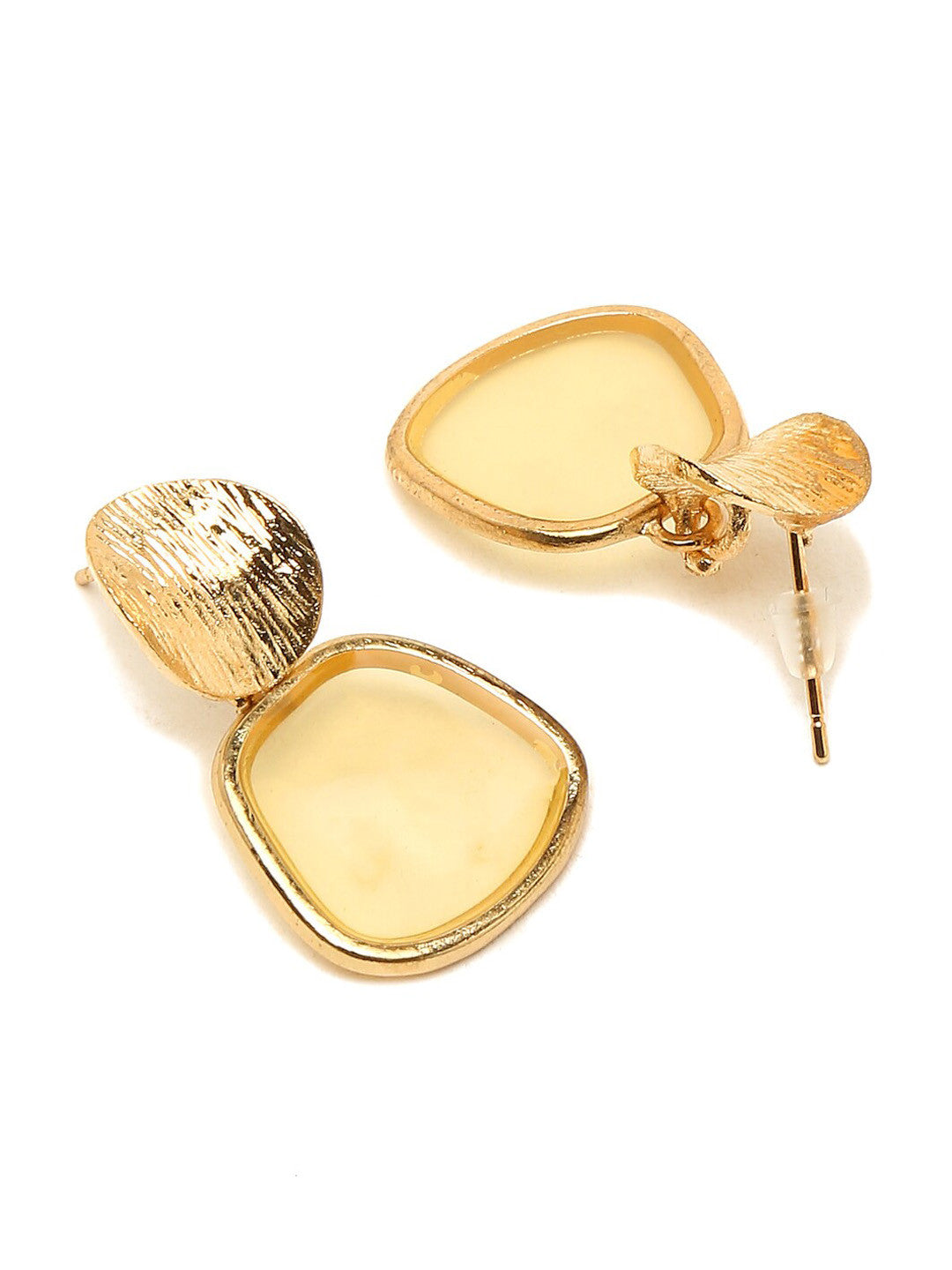 Contemporary Studs – Earrings – Gold-Plated & Artificial Stones – 3 cm