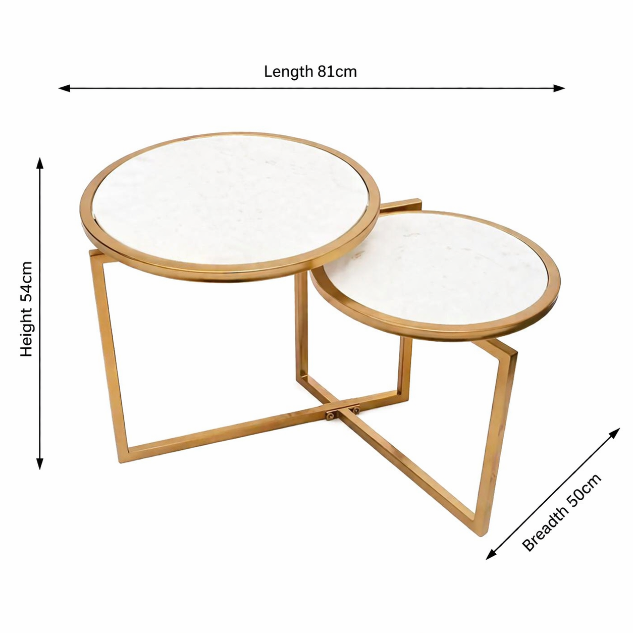 Luxury Round Marble Side Table with Gold Frame – Two Tier