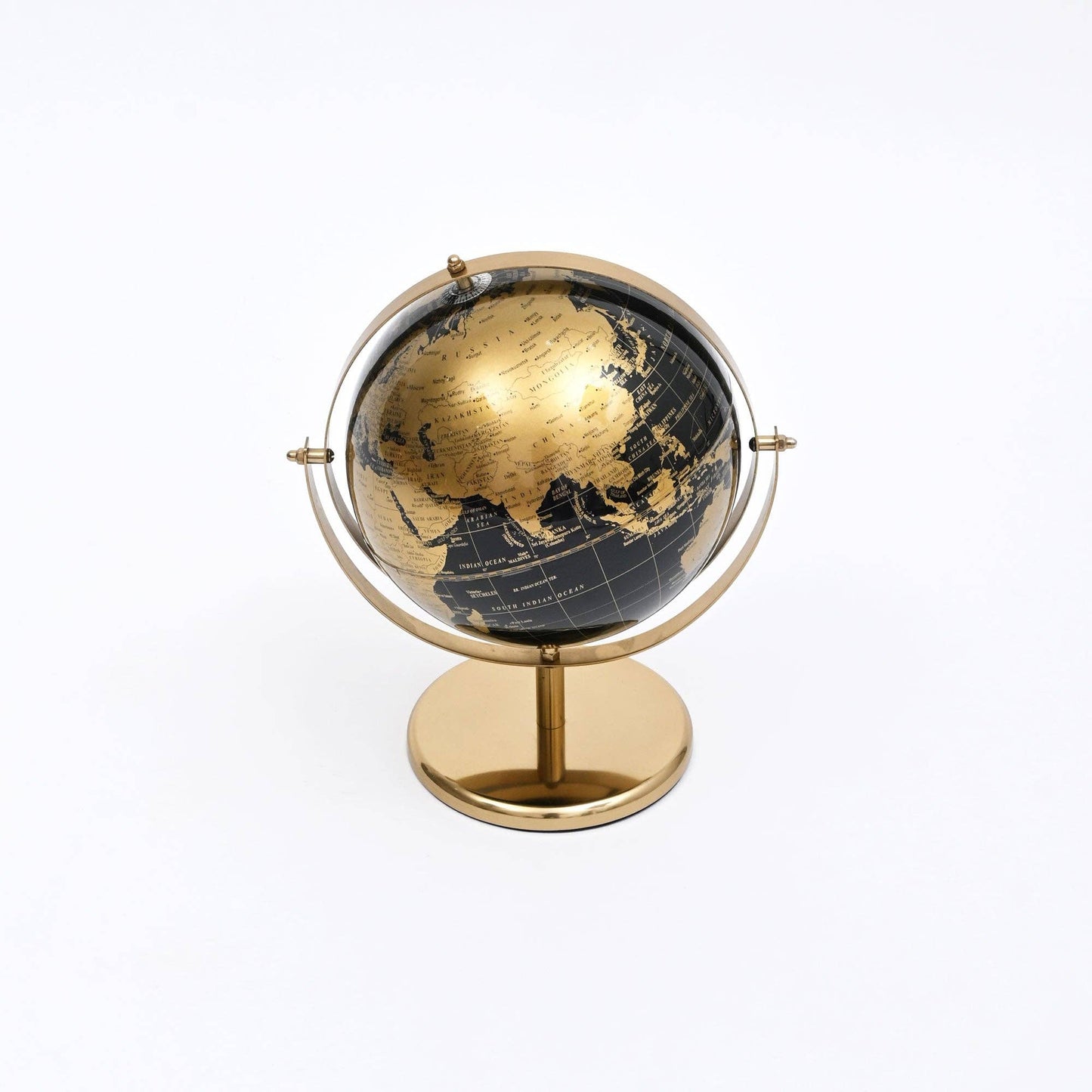 Decorative World Globe with Gold Metal Stand | 9.5x8x12 In