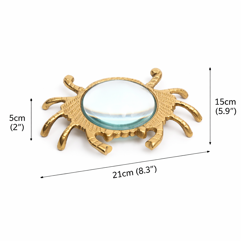 Gold Crab Magnifying Glass – Aluminum Desk Décor