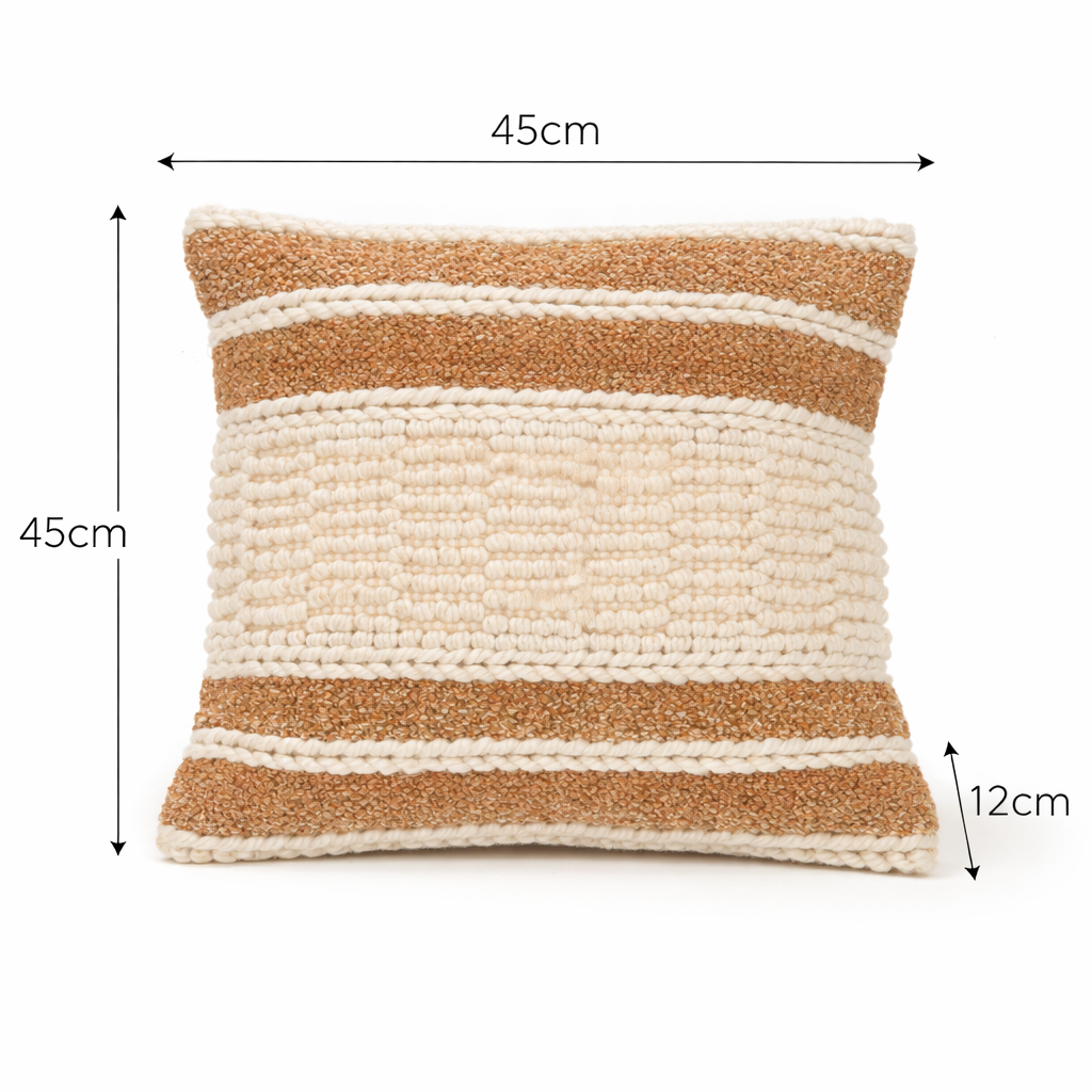 Beige & Ivory Handwoven Cushion – Soft Decorative Pillow