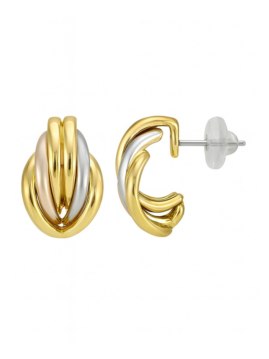 Contemporary Shaped Stud Earrings – Gold-Plated Bi-Tone – 2.5cm