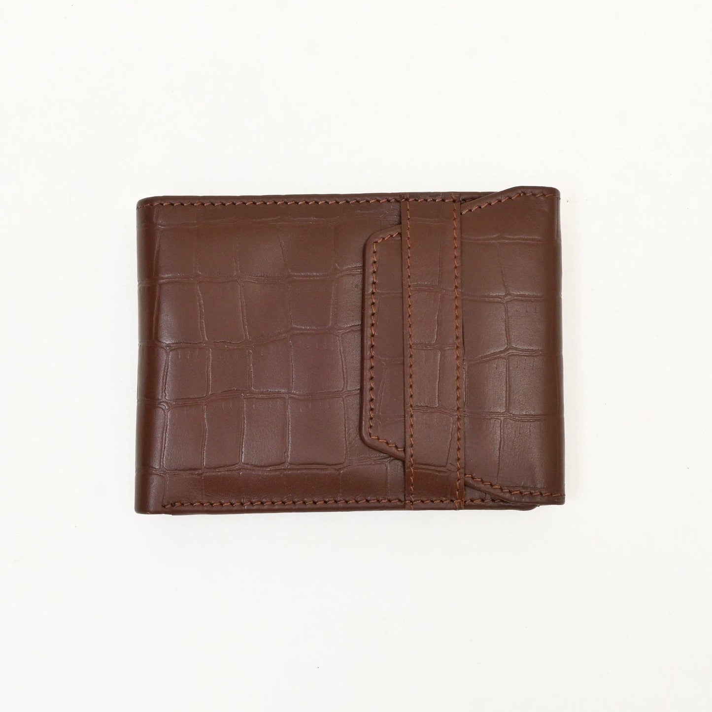 Men’s Brown Croc Slim Bifold Wallet – Coin & Card Slots