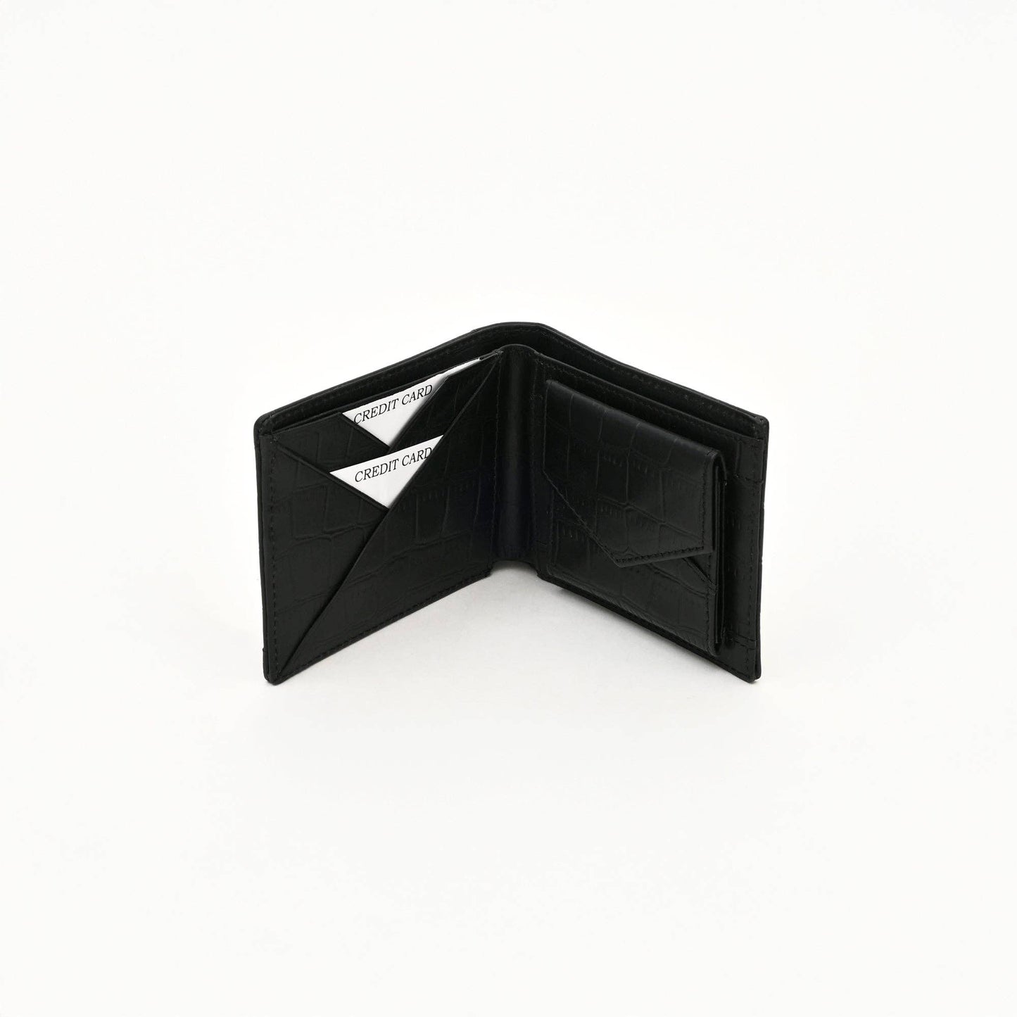 Premium Croc-Look Wallet , Black Napa Men’s Coin Pocket