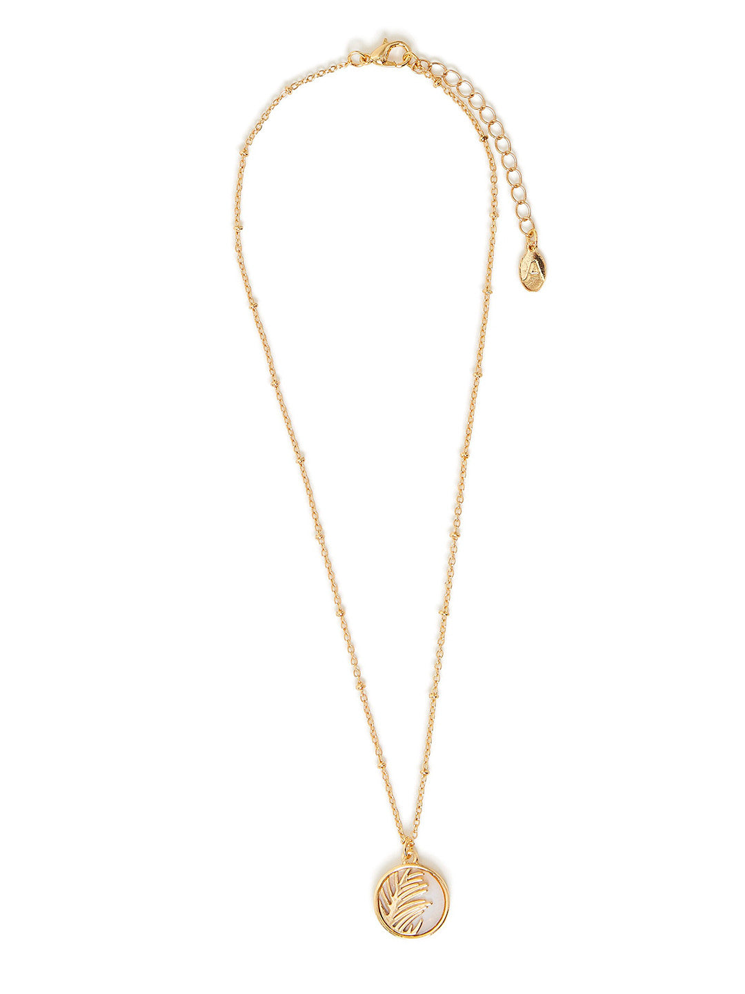 Moonstone Circle Leaf Pendant Necklace – Gold-Plated Fashion Jewellery – 41cm
