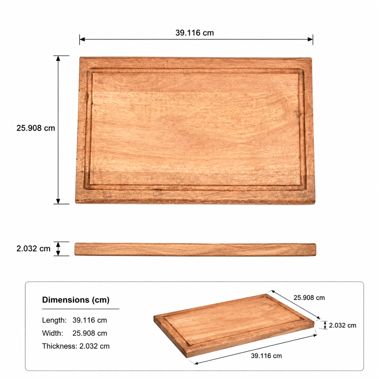 Rustic Mango Wood Cutting Board for Chopping & Serving