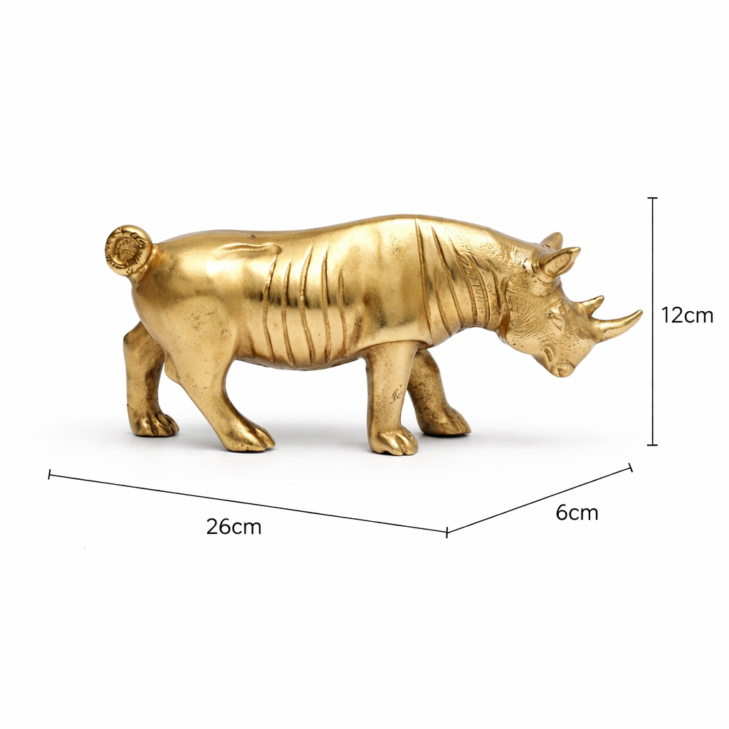 Decorative Gold Rhinoceros Statue – Modern Décor