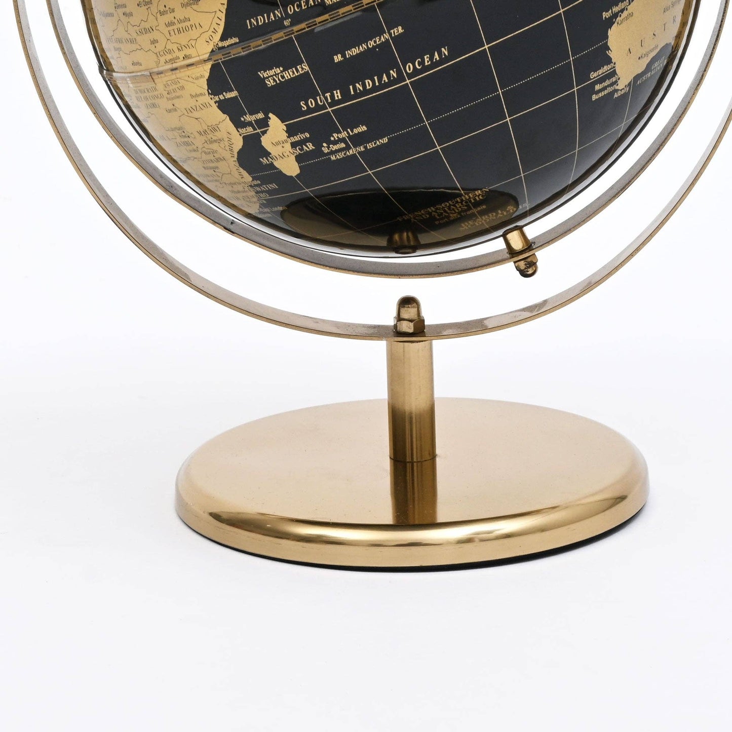 Decorative World Globe with Gold Metal Stand | 9.5x8x12 In