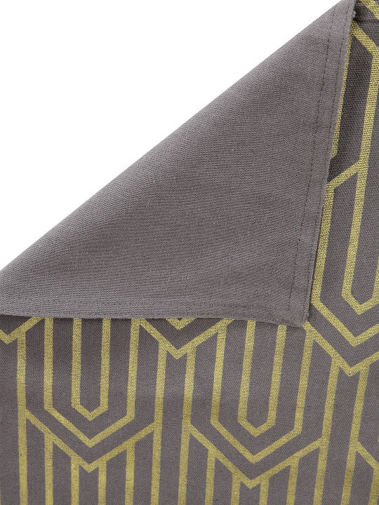 Geometric Metallic Dining Runner – Premium Cotton – Grey & Gold Hues – Single Unit