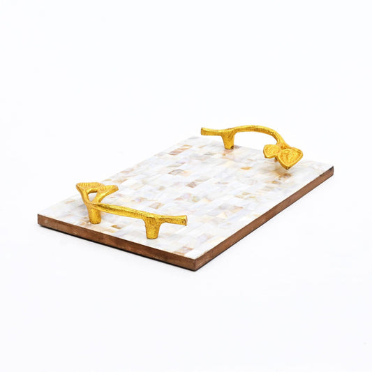 Mother of Pearl Resin Decorative Tray - Luxury Serving Tray