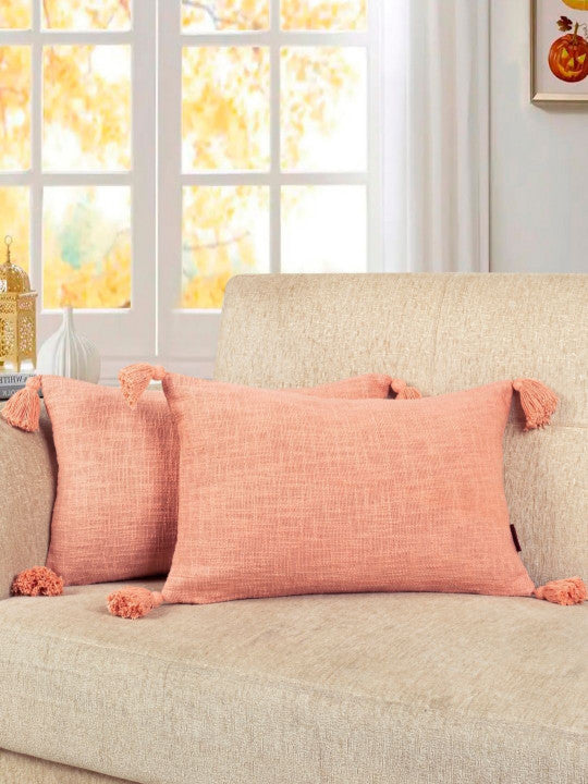 Rectangle Pillow Shams – Premium Cotton – Concealed Zip – Peach Hued Pair