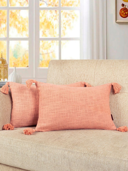 Rectangle Pillow Shams – Premium Cotton – Concealed Zip – Peach Hued Pair