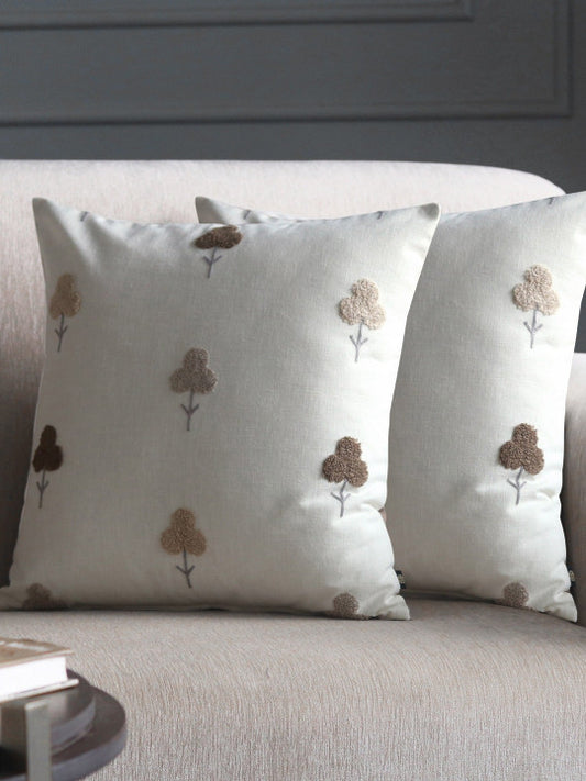 Set of 2 - Decorative Pillow Covers – Interior Decor Accents – Embroidered Cotton Fabric – 16x16 Inch