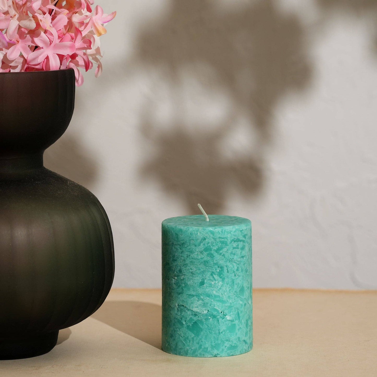 Sea Salt Marble Pillar Candle – Ocean Mist | Handcrafted Marble Finish Wax Candle with Fresh Sea Salt Fragrance | Elegant Home Décor Accent
