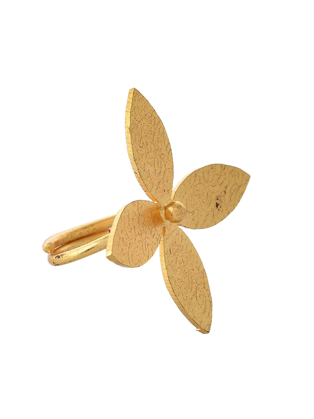 Floral Adjustable Finger Ring – Jewellery – Gold-Plated Finish – 2 cm Diameter