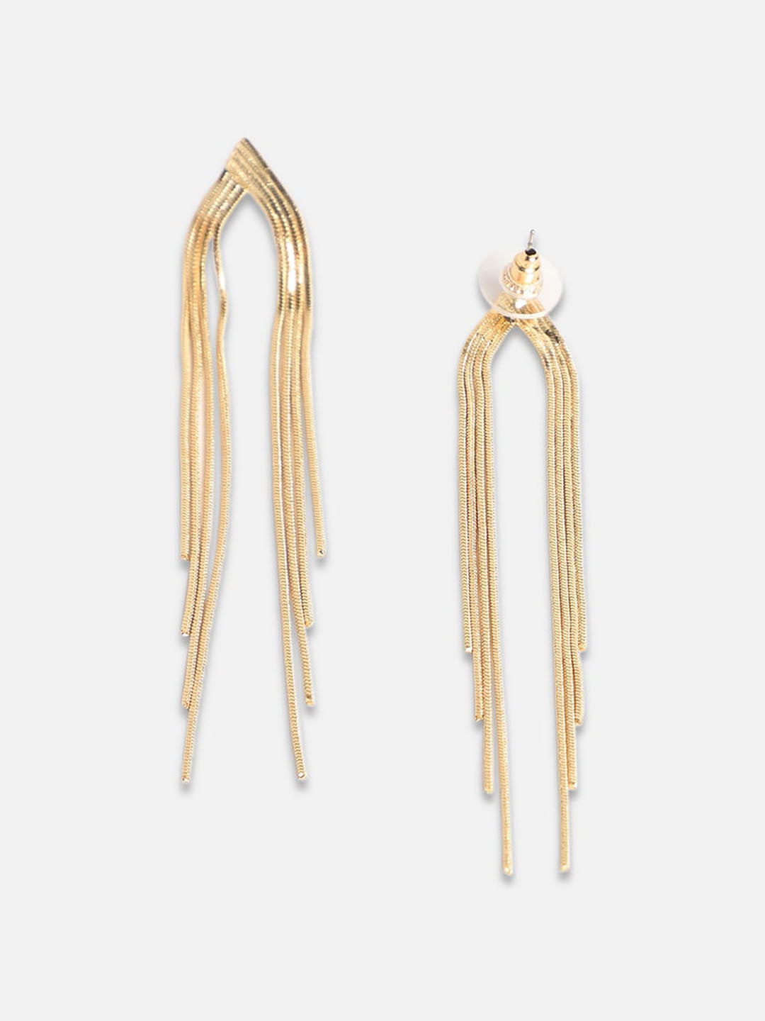 Gold-Plated Dangling Drop Earrings – Retail Jewelry – Contemporary Style – Secure Post-Back
