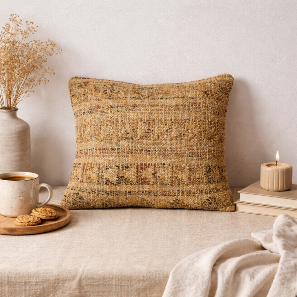 Natural Jute Woven Cushion with Filler 60 × 60 cm