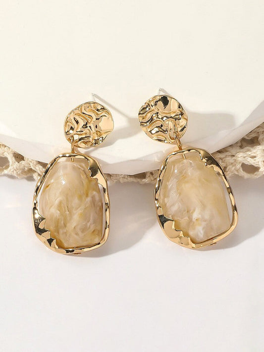 Modern Dangler Earrings – Gilt Finish – Sleek White Design