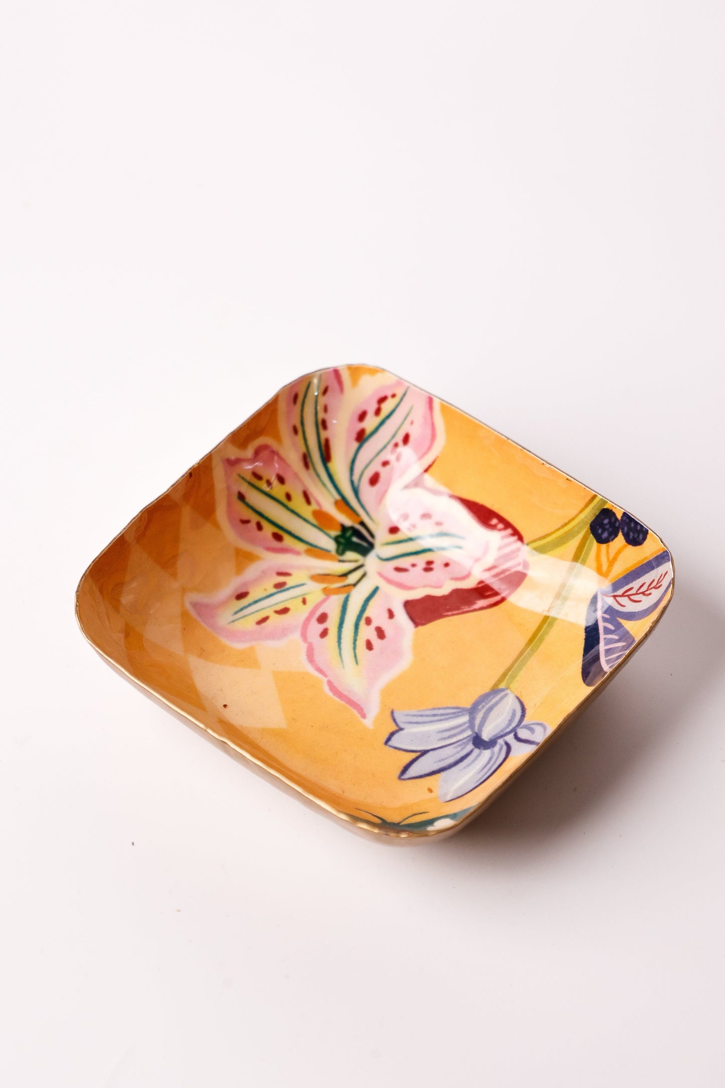 Serving Bowl | Metal Vibrant Floral | 10x10x3cm, Yellow