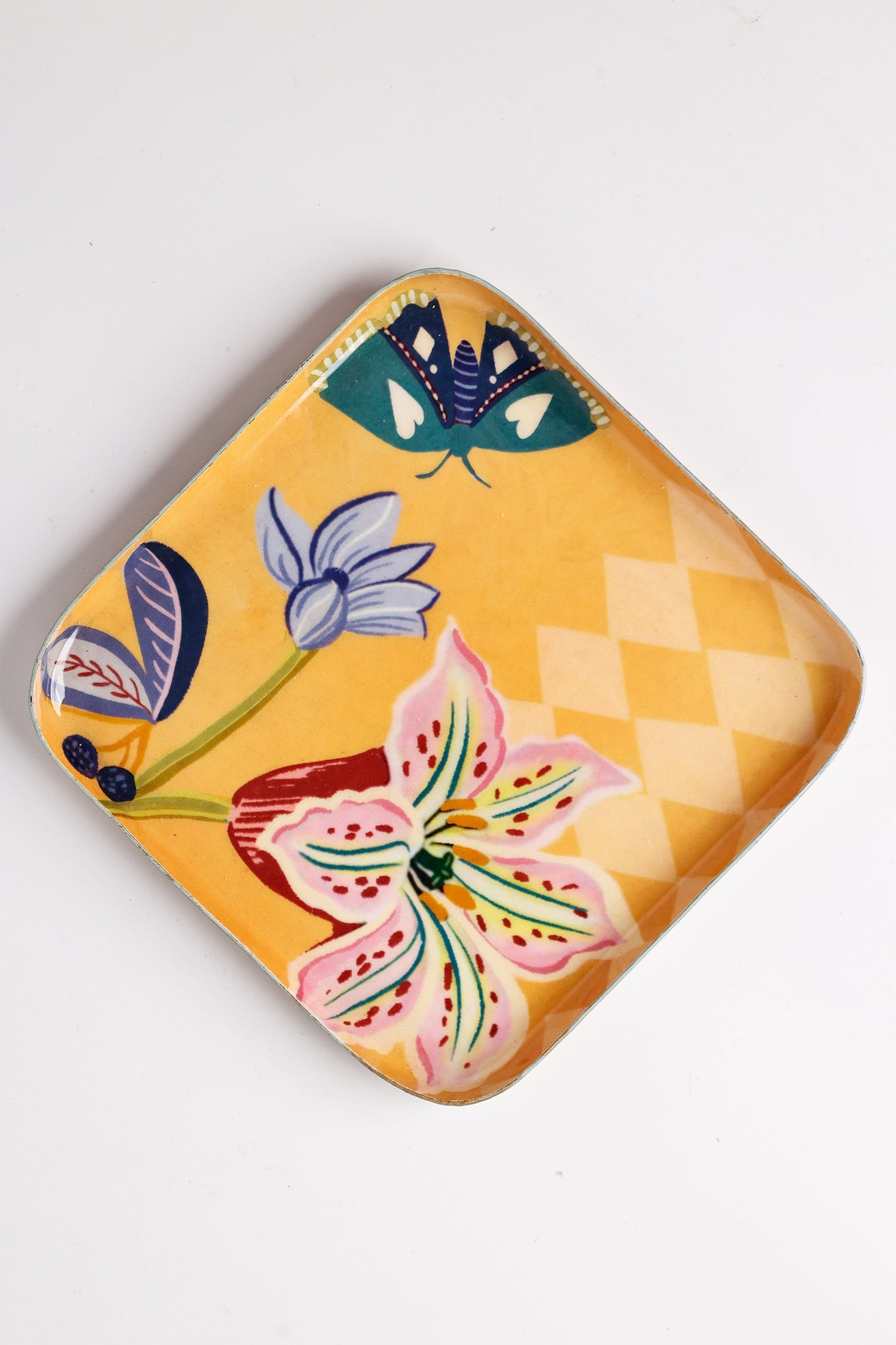 Serving Plate | Iron Square Floral | Yellow
