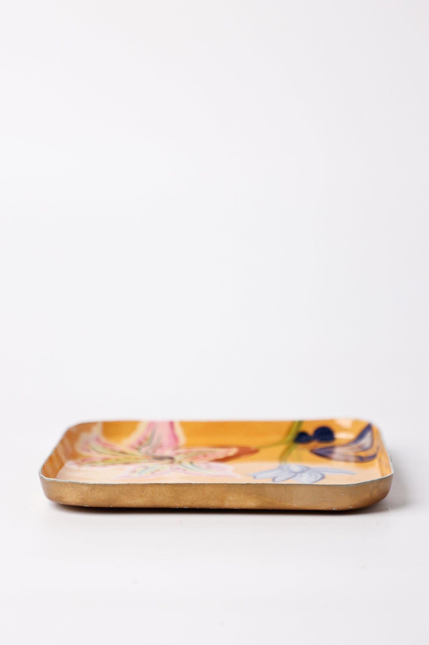 Serving Plate | Iron Square Floral | Yellow
