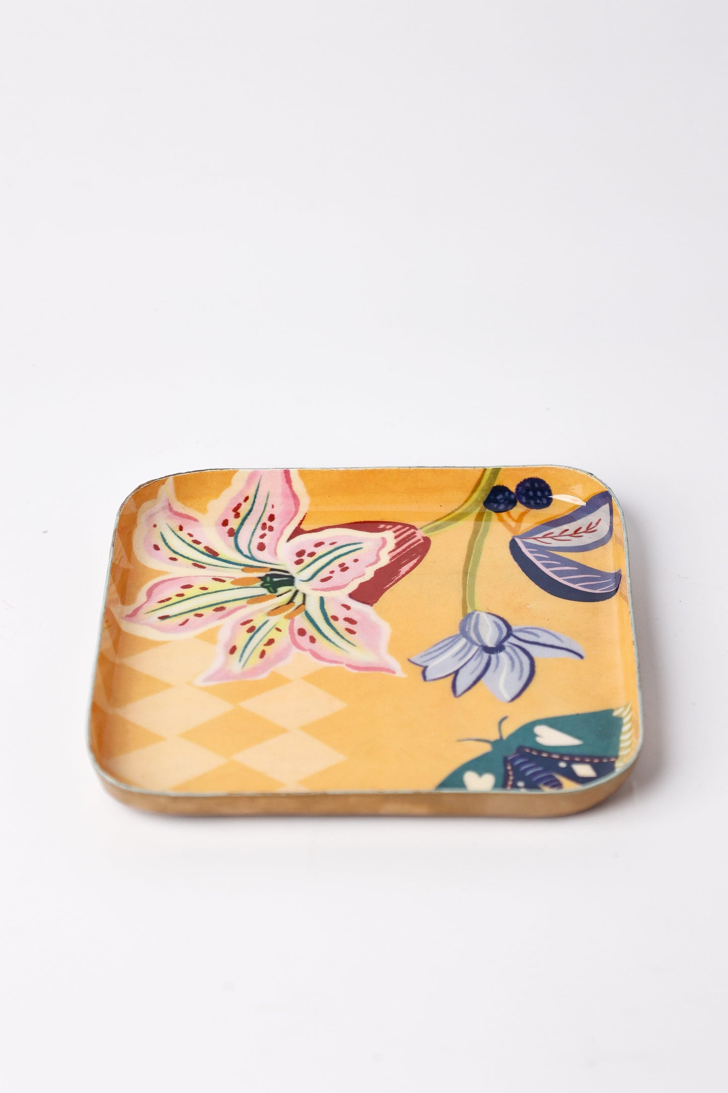 Serving Plate | Iron Square Floral | Yellow