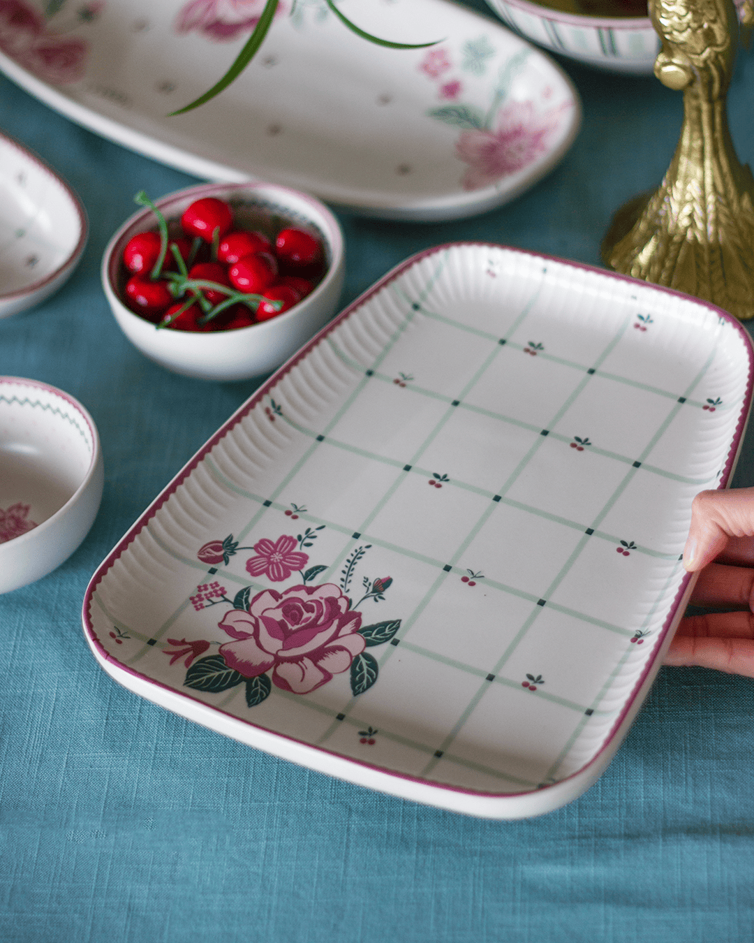 Serving Plate | Ceramic Floral Print | 28x21.5cm