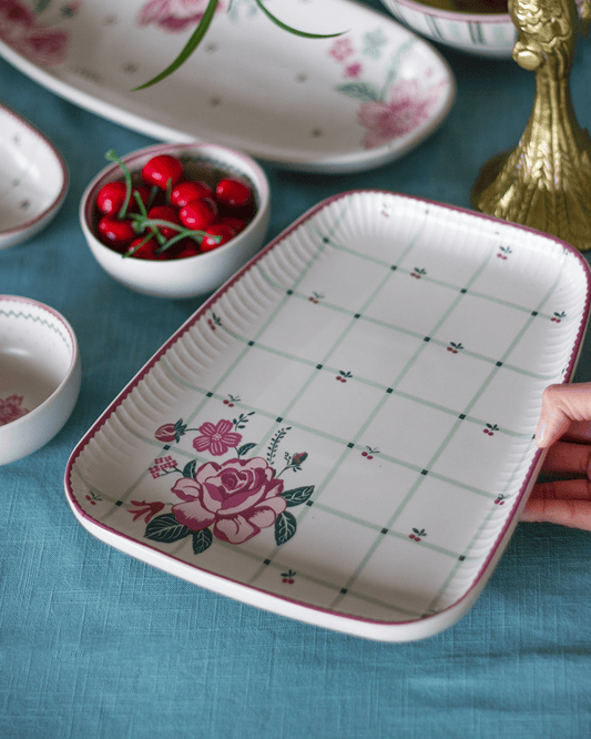 Serving Plate | Ceramic Floral Print | 28x21.5cm