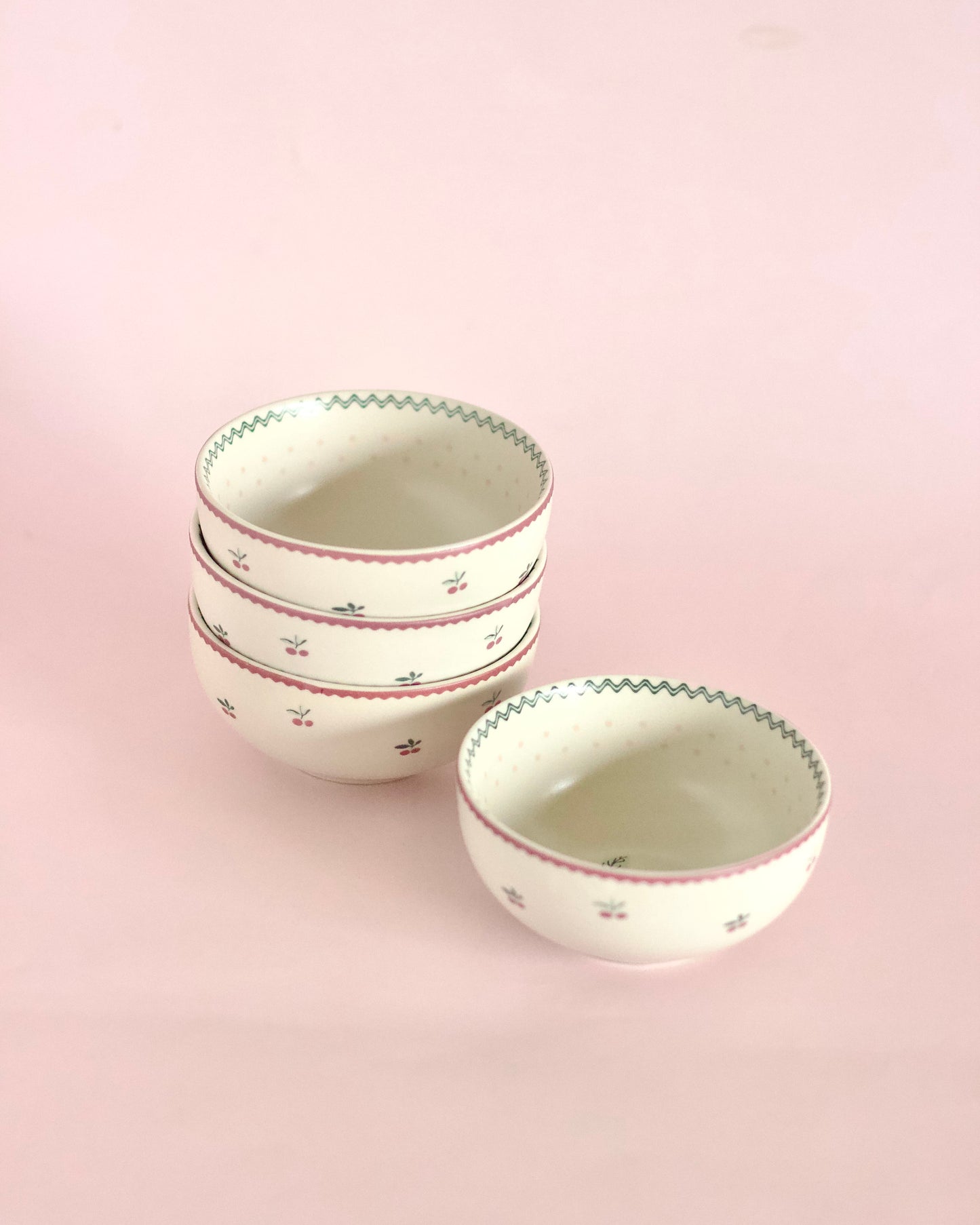 Serving Bowl | Ceramic Floral Decal | Set of 4, 10x5cm