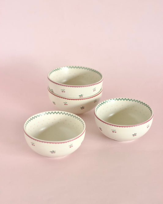 Serving Bowl | Ceramic Floral Decal | Set of 4, 10x5cm