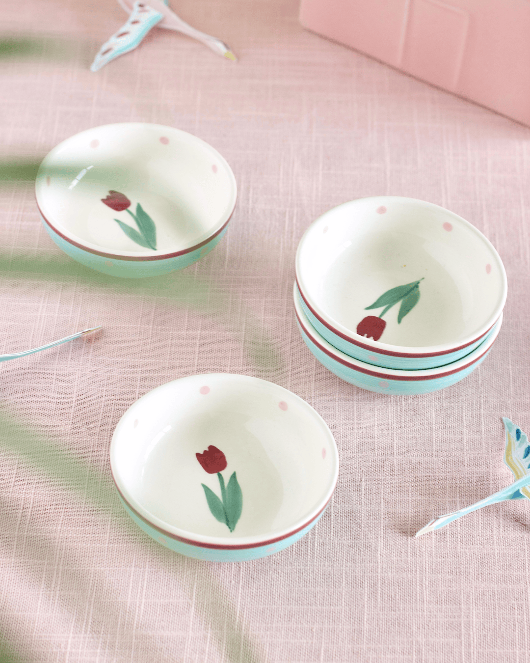 Bowl Skylark Handpainted Ceramic Nut Bowl - Set of 4