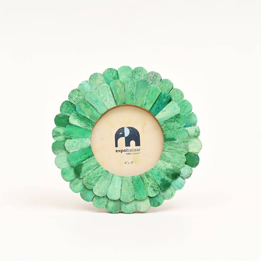 Round Sunflower Photo Frame – Green