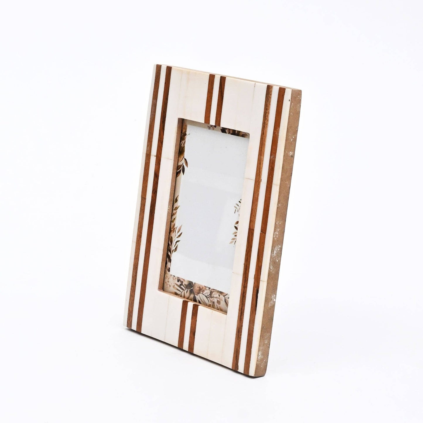 Modern Striped Resin Photo Frame - Elegant Multi-Tone Décor