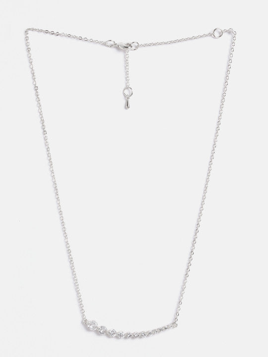 Crystal Accent Necklace – Fashion Accessory – Silver-Finish Brass Construction – Secure Lobster Clasp