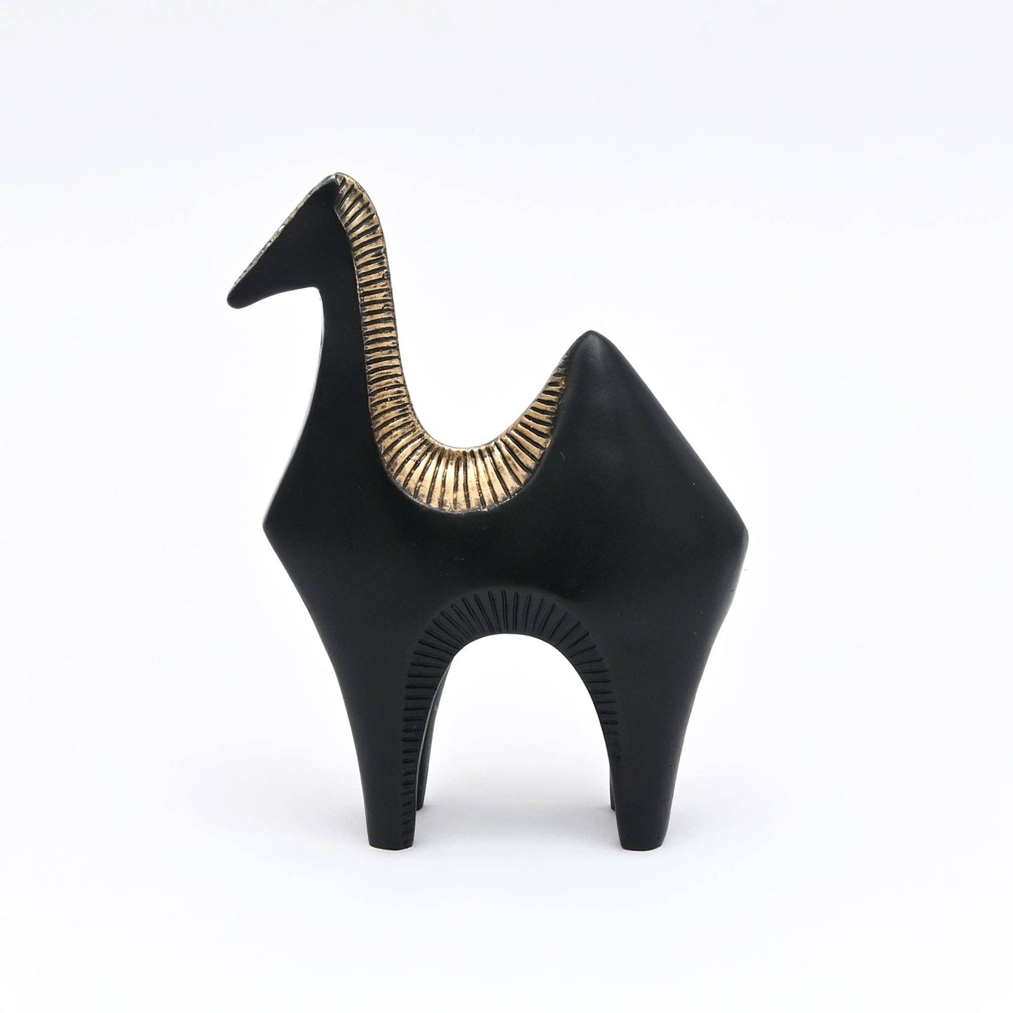 Modern Pasture Camel Sculpture in Black Matte Polyresin