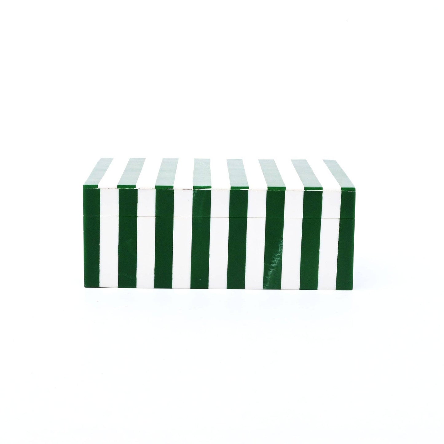 Green Striped Resin Storage Box Modern MDF Decor Organizer