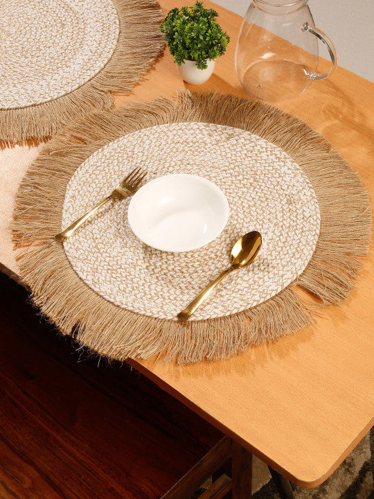 Boho Table Place Mat – Tabletop Textile – Natural Fibre, Two-Sided Use