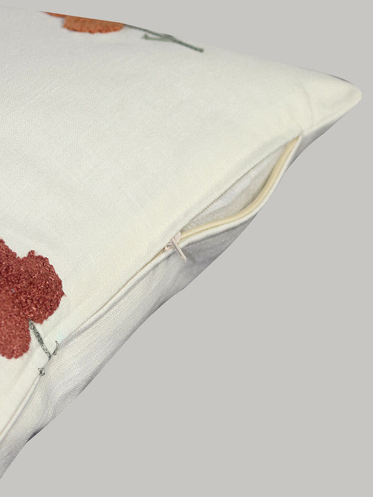 Set of 2 - Embroidered Accent Pillow Covers – Home Furnishings – Premium Cotton, Floral Stitching – 40x40 cm