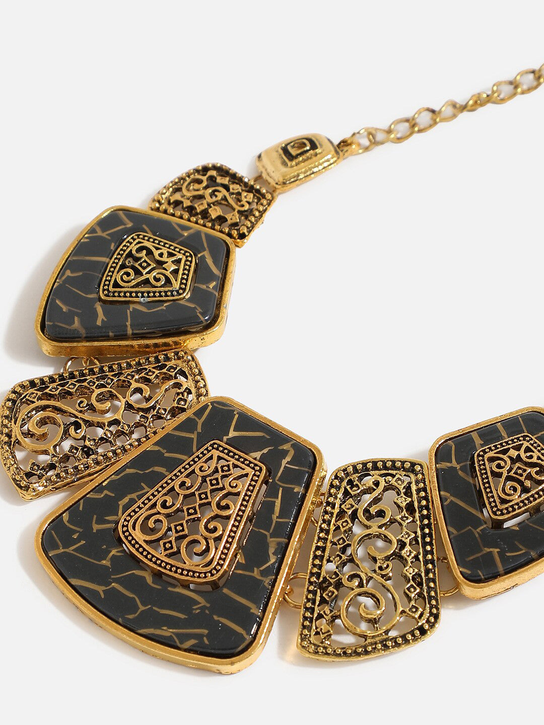 Gold-Toned & Black Necklace – Fashion Jewellery – Gold-Plated Alloy – Two-Tone Design
