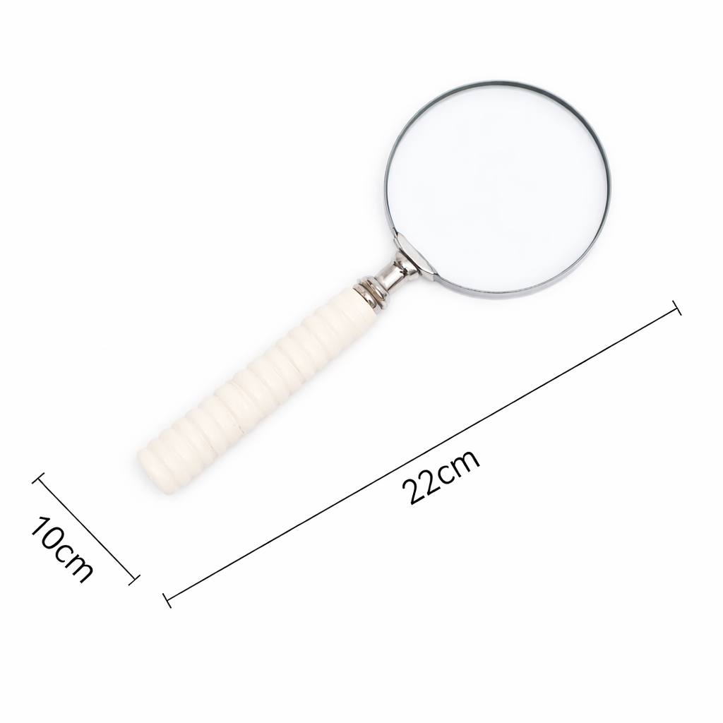 Luxury Steel Frame Magnifying Glass with Cream Handle