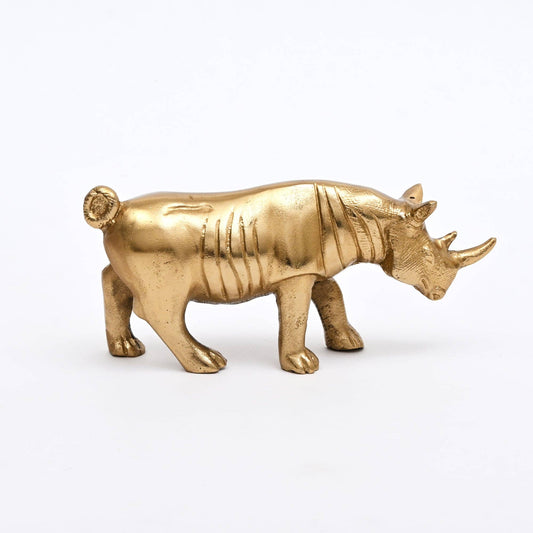 Decorative Gold Rhinoceros Statue – Modern Décor