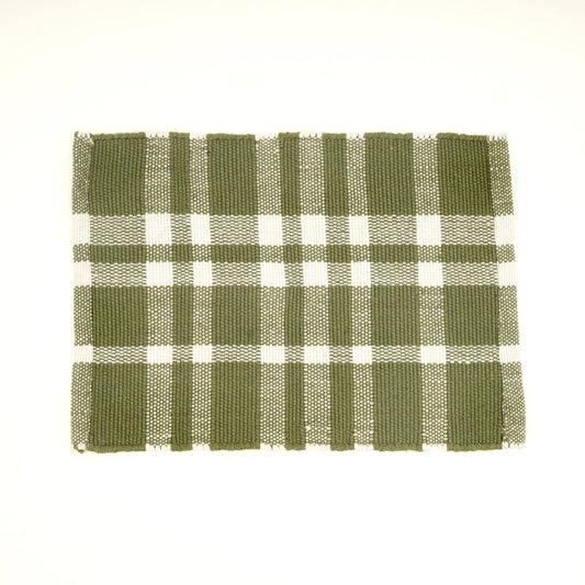 Green Check Stripe Placemat – Durable Polyester Table Mat