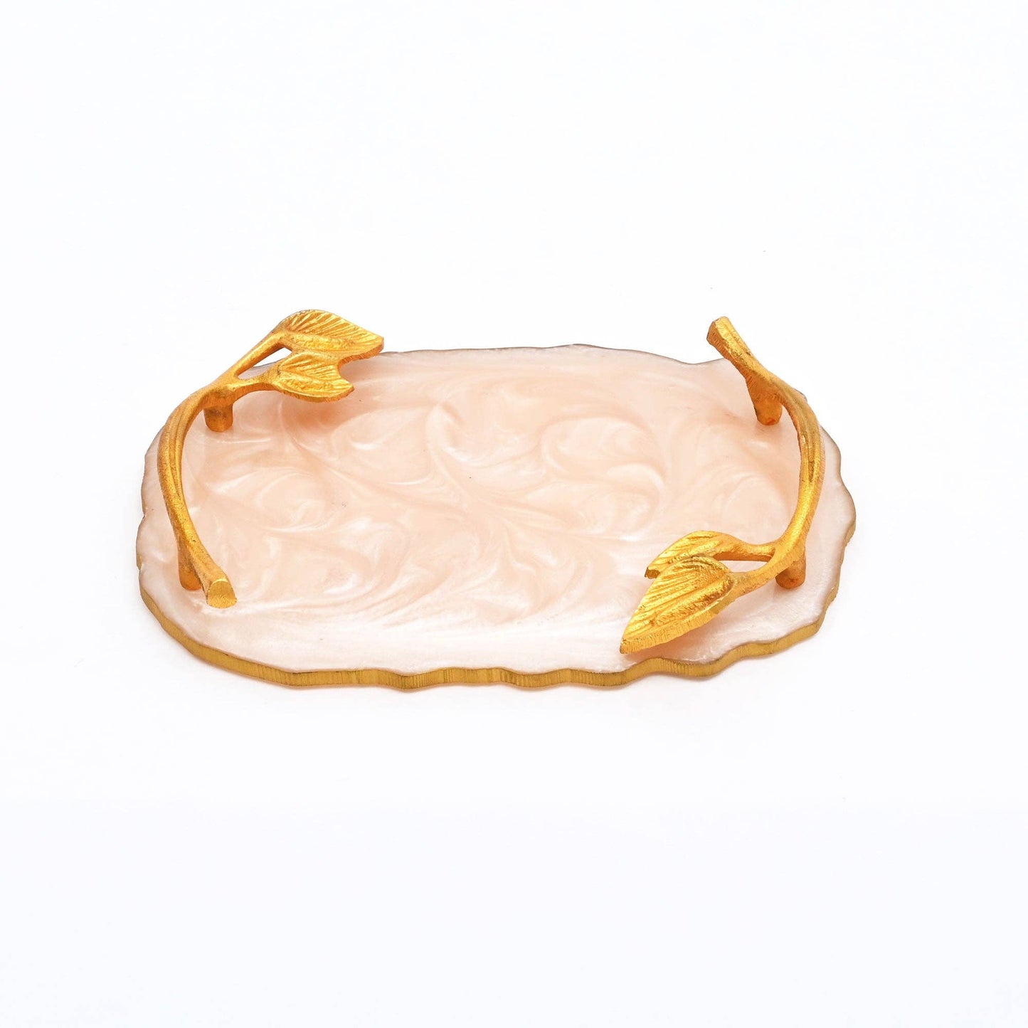 Luxury Marble Finish Serving Tray - Elegant Gold Accents