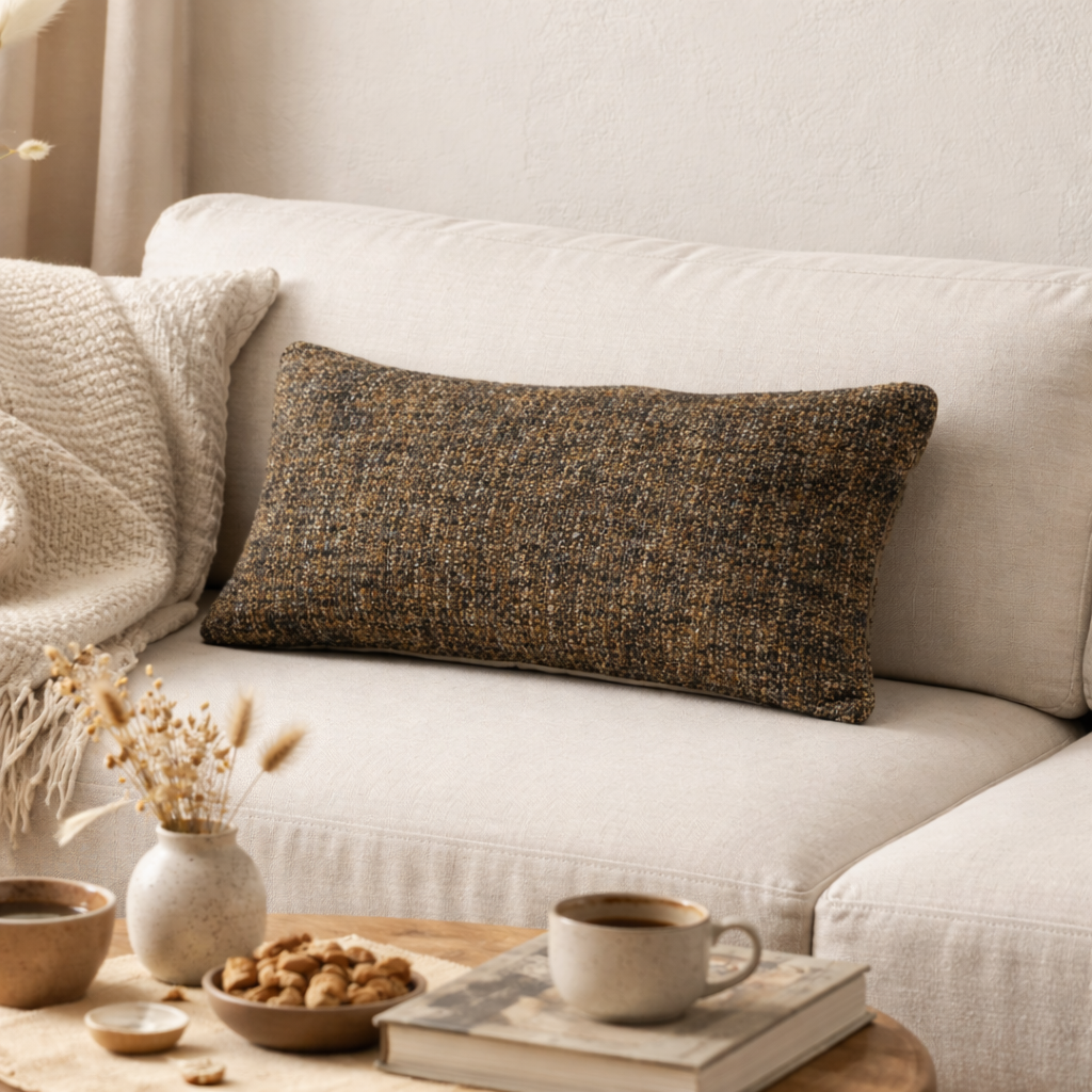 Black Cotton Lumbar Cushion – Support Pillow