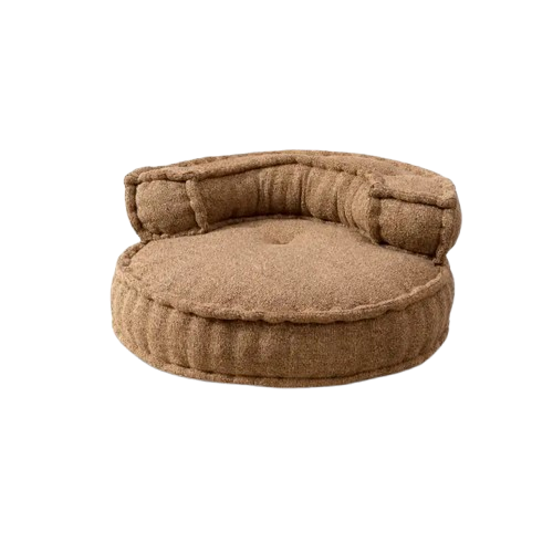 Beige Upholstered Floor Sofa – Modern Lounge