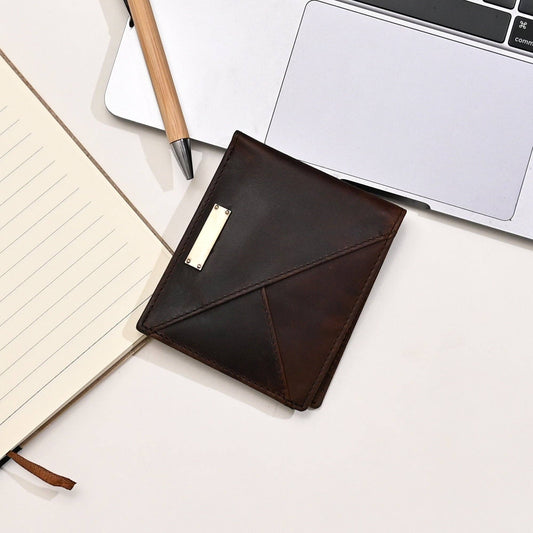 Full-Grain Waxy Brown Wallet Men’s with Coin Pocket