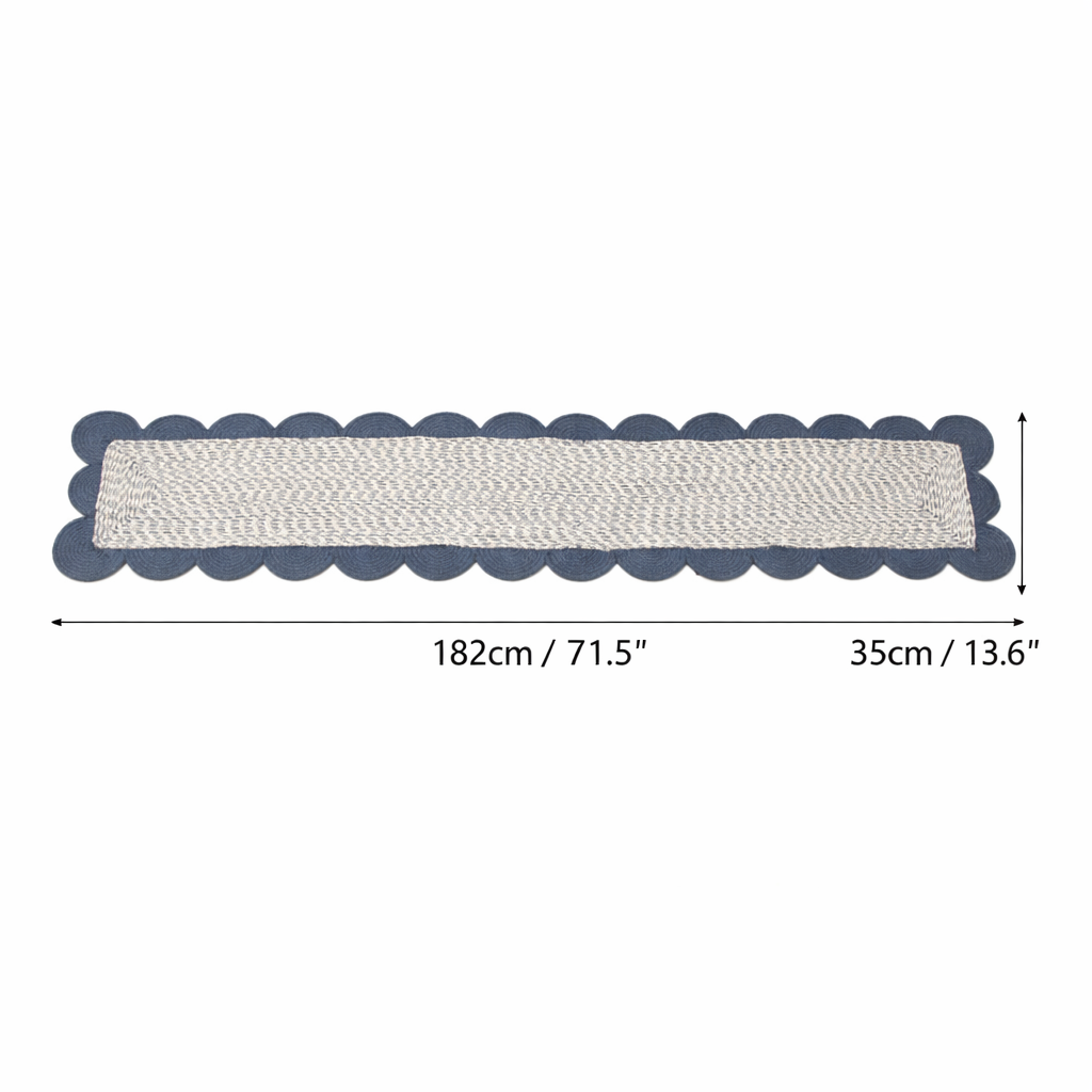 Blue Cotton Braided Table Runner – Handcrafted Dining Decor