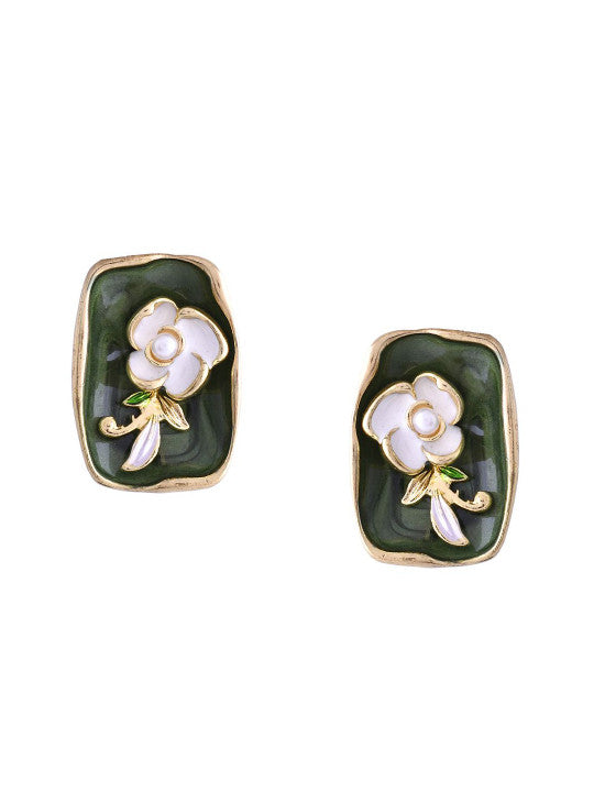 Contemporary Design Stud Earrings – Gold-Plated Finish – Retail Pair