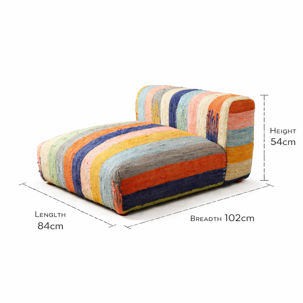 L Shape Floor Sofa In Multi Stripe