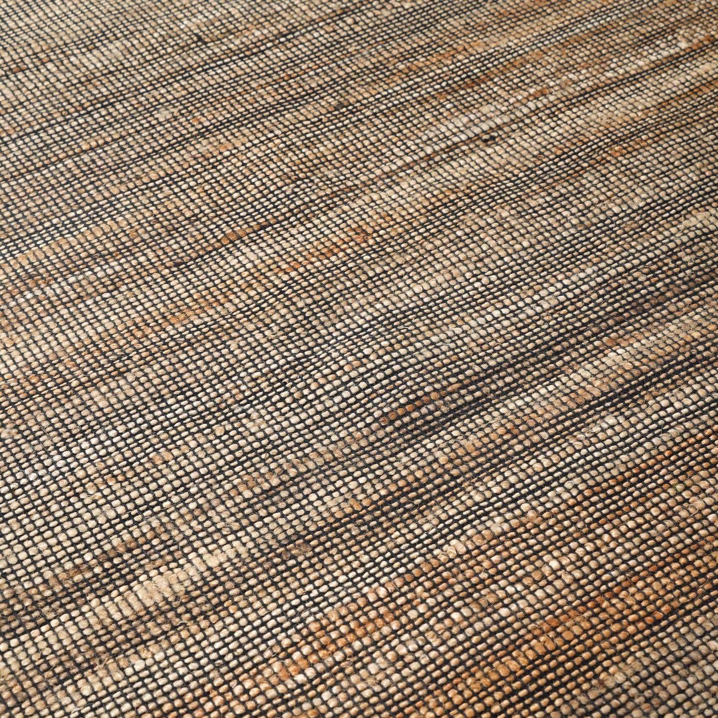 Hand Woven Rustic Rug – Jute & Cotton | Natural Black